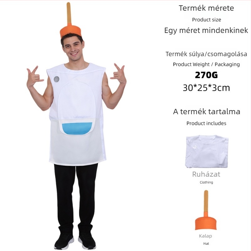 WC-formájú cosplay jelmez felnőtteknek, Halloween tréfa és színpadi előadásokhoz