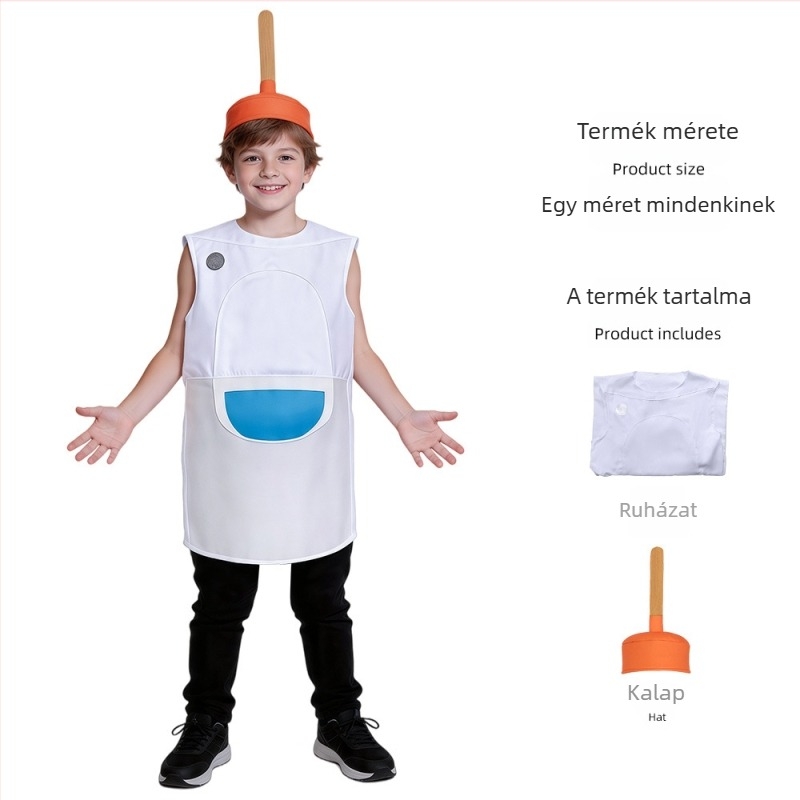 WC-formájú cosplay jelmez felnőtteknek, Halloween tréfa és színpadi előadásokhoz