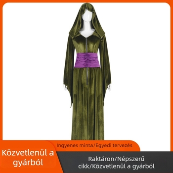 Halloween cosplay: középkori köpeny, ruha és varázsló ruha színpadai előadásokhoz