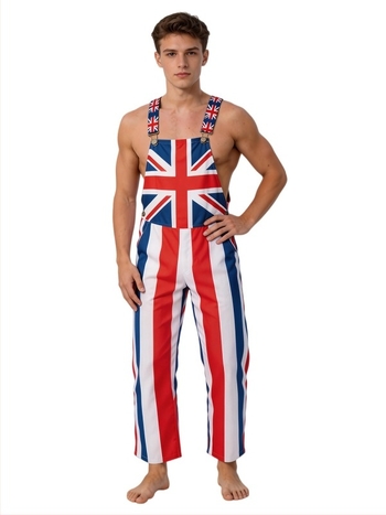Union Jack overálok felnőtteknek, Szent György-napi bulira, Európa-bajnokság és Világbajnokság futball-fan öltözet