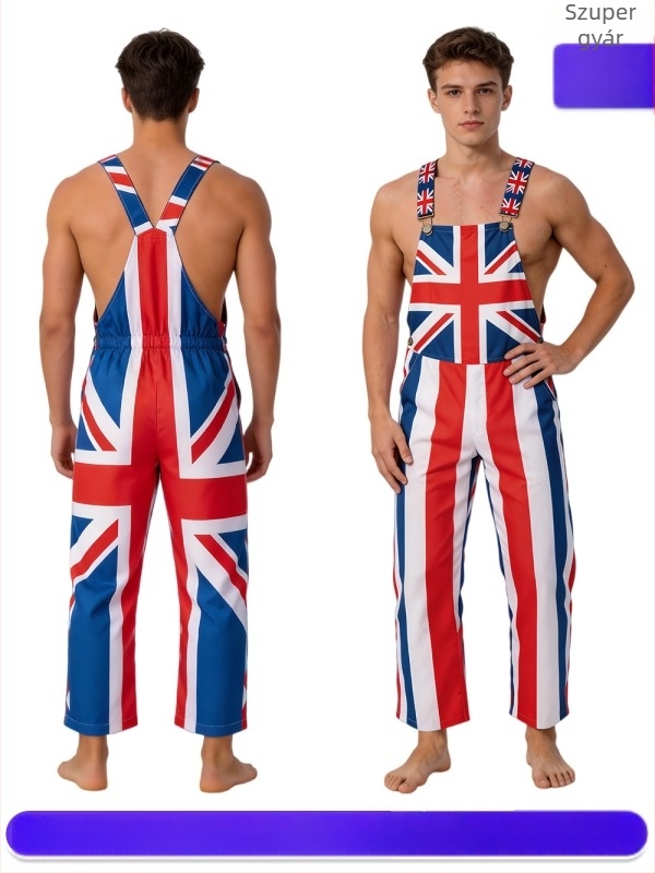Union Jack overálok felnőtteknek, Szent György-napi bulira, Európa-bajnokság és Világbajnokság futball-fan öltözet