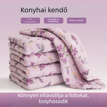 Korall-flíz tisztító kendő a konyhába – vastag, nedvszívó mosogatókendő és kéztörlő
