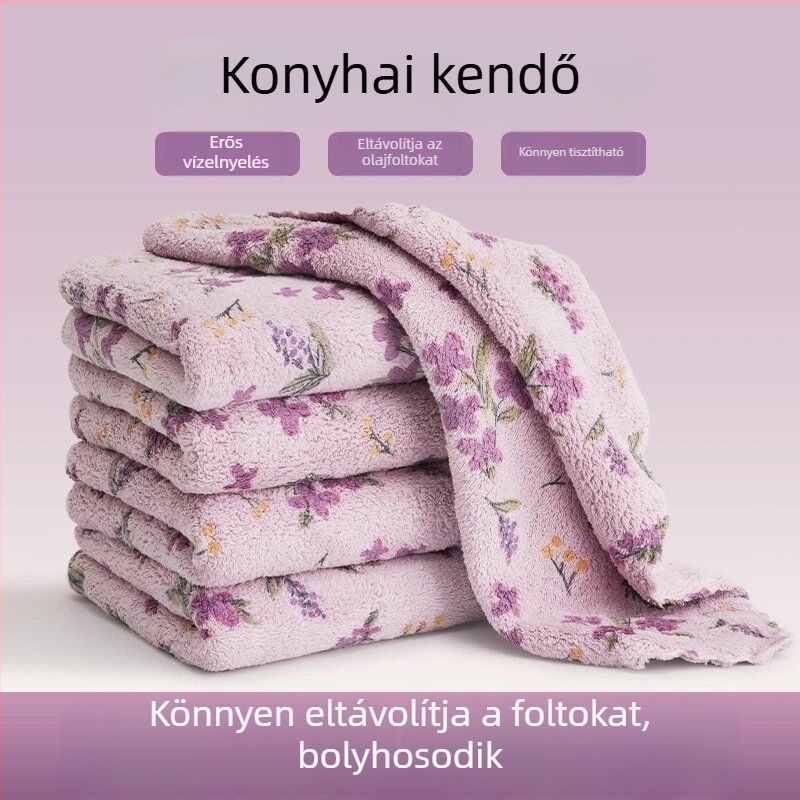 Korall-flíz tisztító kendő a konyhába – vastag, nedvszívó mosogatókendő és kéztörlő
