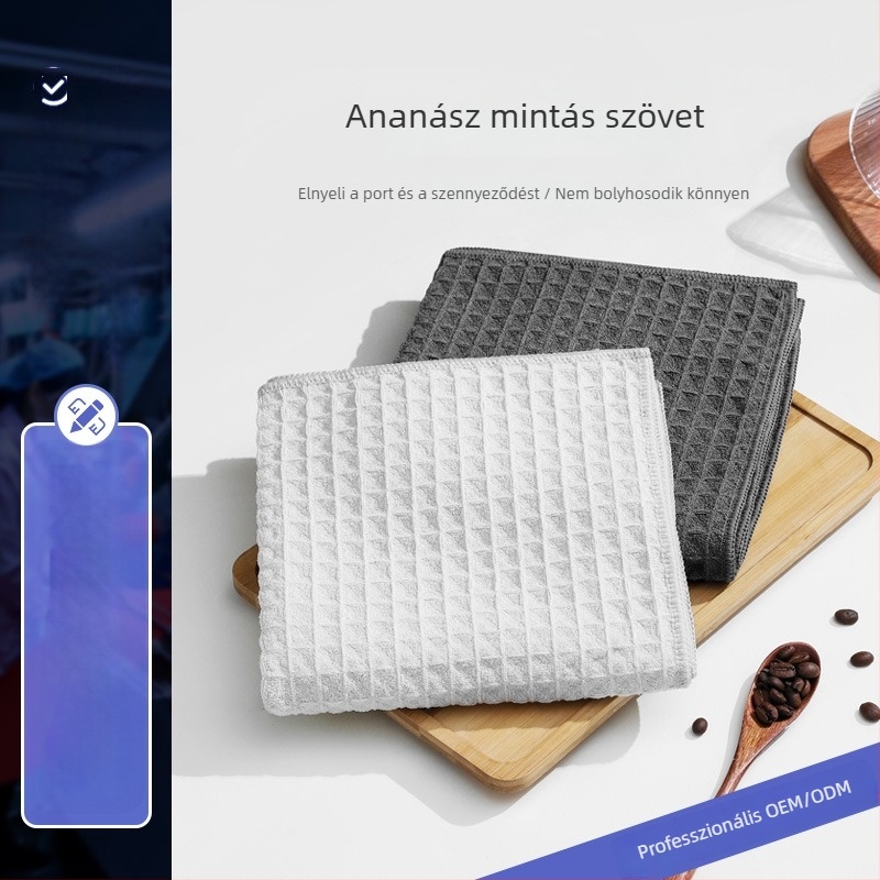 Személyre szabott ananász mintás waffel szövésű mosogatókendő, konyharuha, olajálló, könnyen tisztítható, finomrost