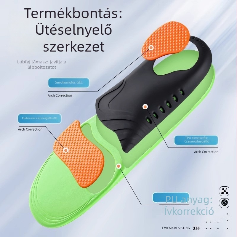 Ívtámaszos talpbetét sportcipőhöz, korrekció, ütéscsillapítás, légáteresztő, szagtalan, nedvszívó, uniszex