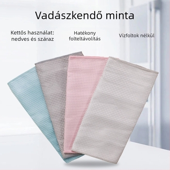 Gofriszövésű tisztító kendő, zsírtalanító mosogatókendő, nedvszívó konyhai dörzspad, nedves-száraz tisztítás üveghez és edényekhez