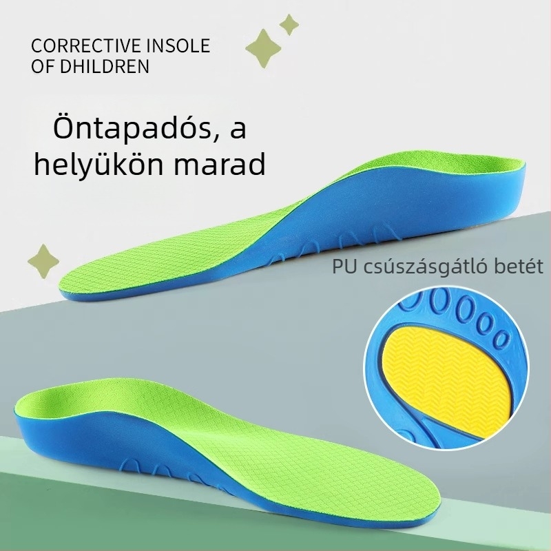Gyerekeknek készült ortopéd talpbetét ív-támogatással, ütéscsillapítással és lapos láb korrekcióval