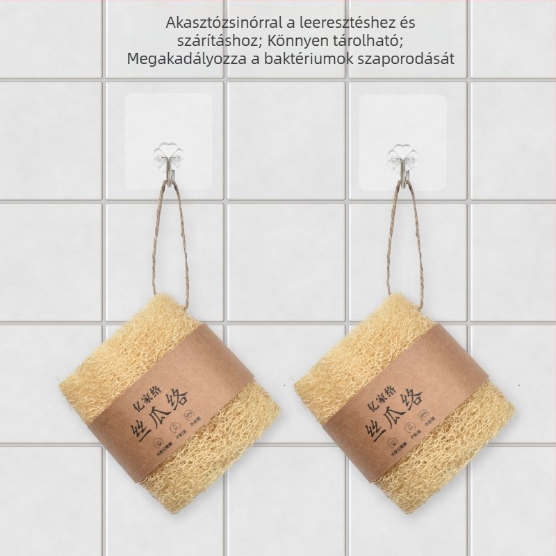 Természetes színű luffa mosogatókendő, egész gyökérrel, konyhai tisztító kendő, többfunkciós, 25–50 cm hosszú, körülbelül 5 cm átmérőjű, kötél nélkül / kötéllel