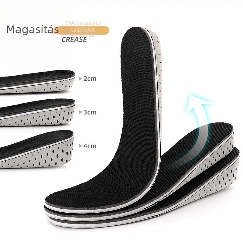 Magasságnövelő talpbetét — láthatatlan belső emelős talpbetét, meleg, teljes hosszúságú, uniszex, 2–4 cm magassággal, illik sportcipőkhöz és hétköznapi lábbelikhez