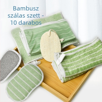 Személyre szabott 10 darabos tisztítókészlet, loofa-szivacs blokkokkal, bambuszrostból készült, konyhához és otthonra