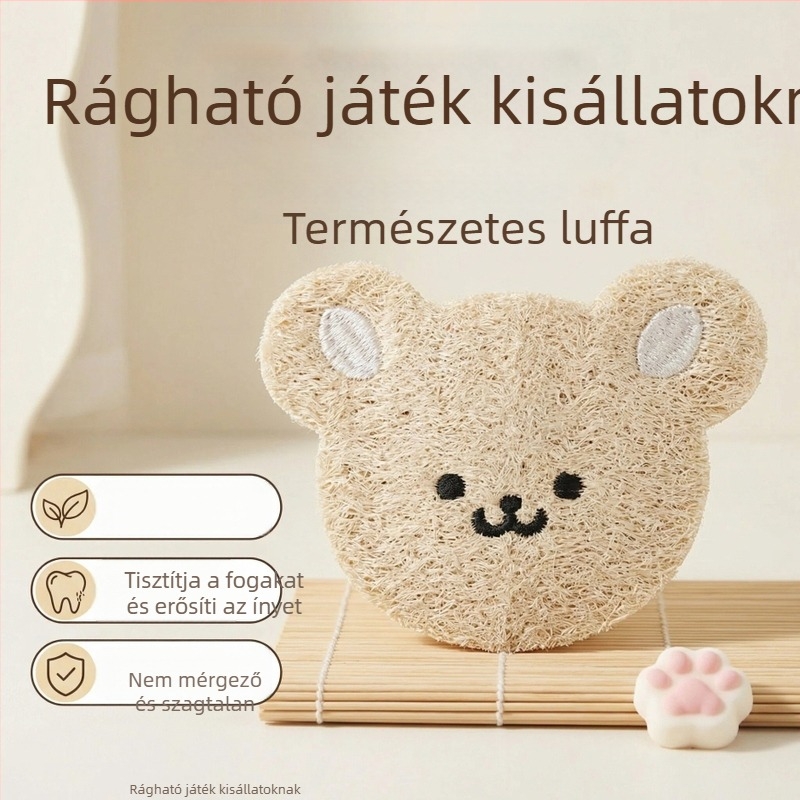 Lufa konyhai törlő, természetes kettőrétegű, tartós, biológiailag lebomló, aranyos medve hímzéssel, háziállatok játék dekorációja