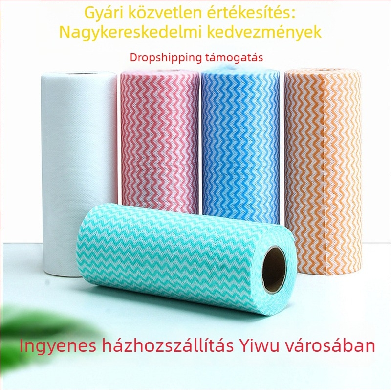 Vízsugár mintás egyszer használatos mosogatókendő, megnövelt vastagságú, hullámos felülettel, nem-szőtt anyagból, nagy tekercs