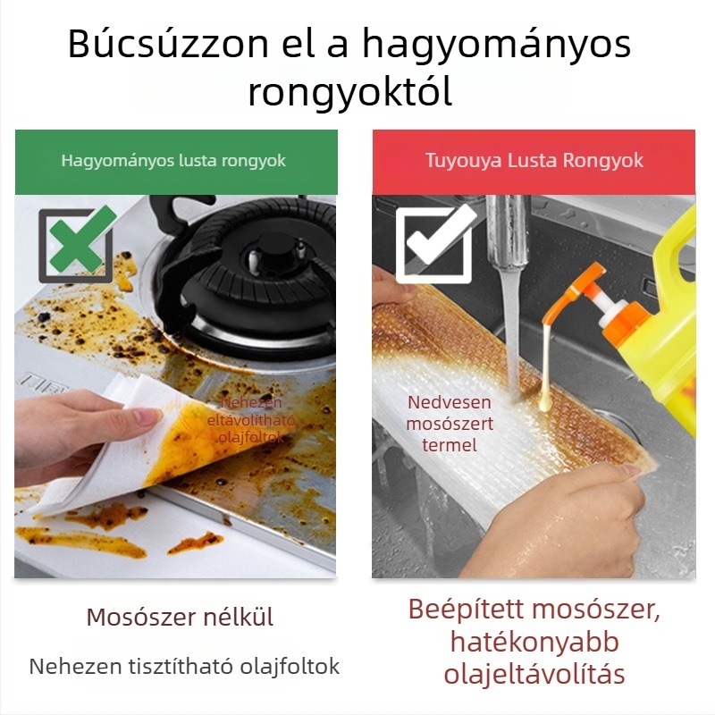 Egyszer használatos konyhai buborék tisztító kendő, nedves/ száraz, megvastagított nem szövött anyag olaj- és szennyeződés eltávolítására