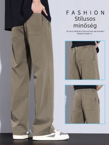 Férfi nyári, széles lábú casual nadrág Lyocellből, jégselyem textúrával, vékony, vasalásmentes, laza szabás.