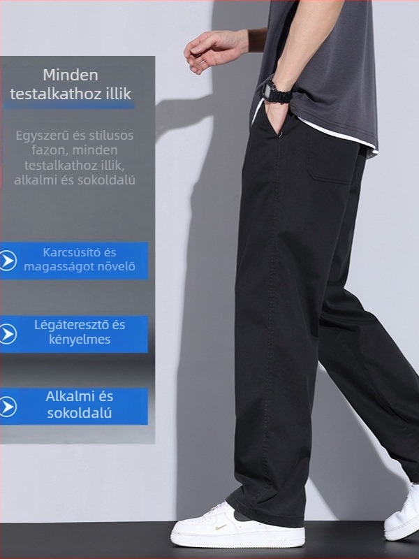Férfi nyári, széles lábú casual nadrág Lyocellből, jégselyem textúrával, vékony, vasalásmentes, laza szabás.