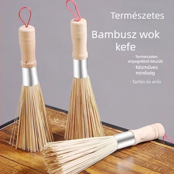 Természetes bambusz mosogató- és edényecset finom sörtékkel