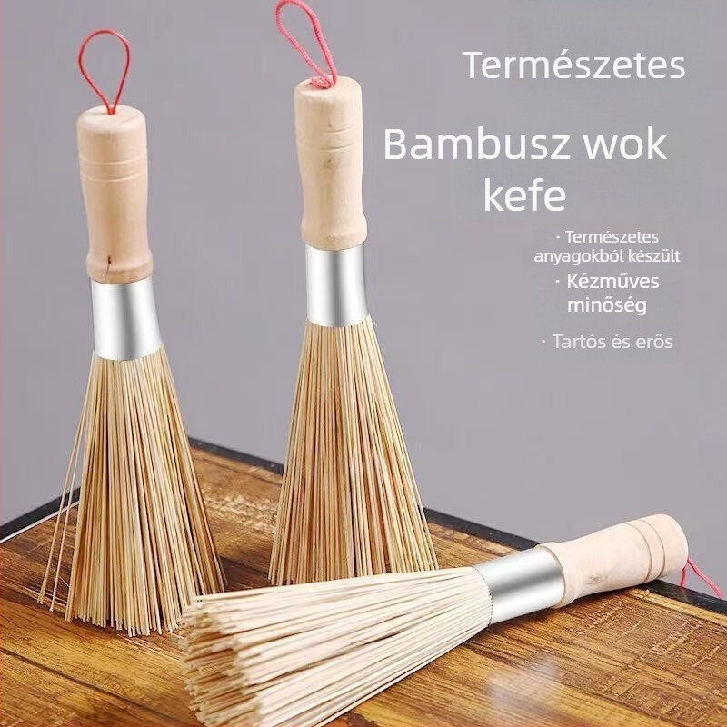 Természetes bambusz mosogató- és edényecset finom sörtékkel