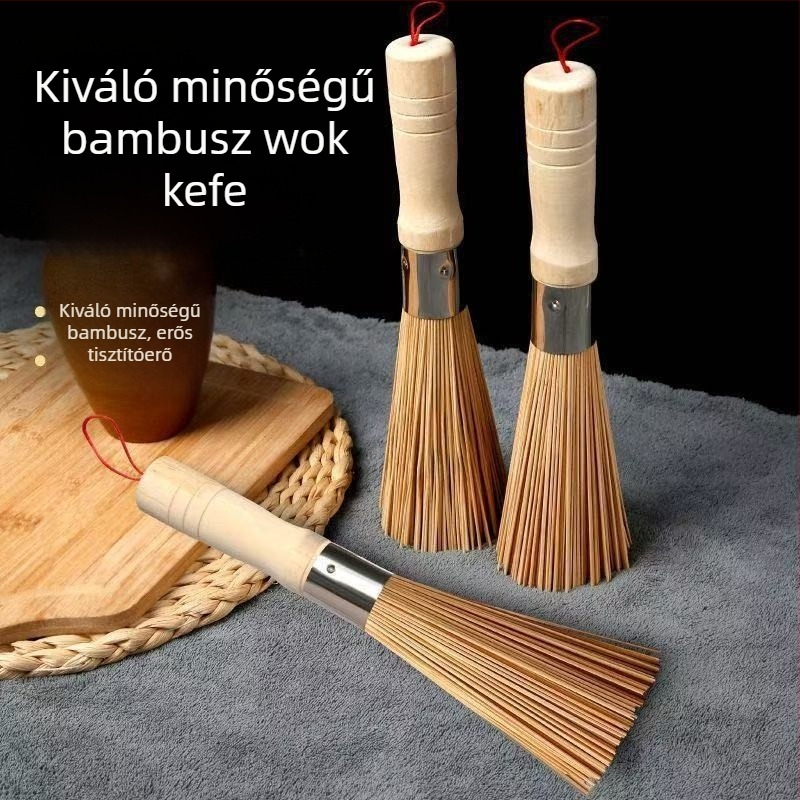 Természetes bambusz mosogató- és edényecset finom sörtékkel