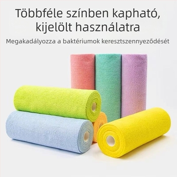 Személyre szabott mikroszálas tisztító kendő tekercses kialakítással, száraz és nedves használatra, egyszer használatos konyhai törlőkendő