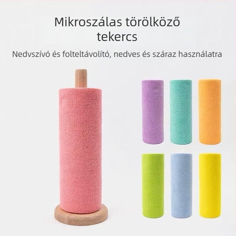 Személyre szabott mikroszálas tisztító kendő tekercses kialakítással, száraz és nedves használatra, egyszer használatos konyhai törlőkendő