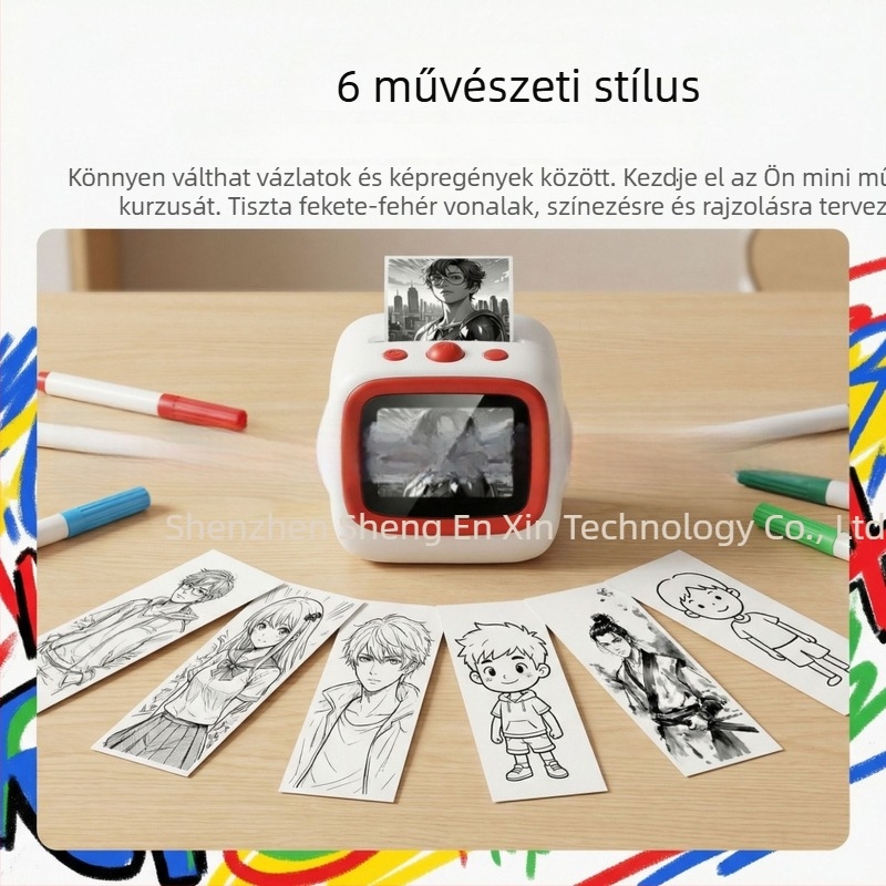 AI nyomtató Wi-Fi-vel, AI képalkotás, tinta nélkül, termikus nyomtatás (57 mm), ideális ajándék