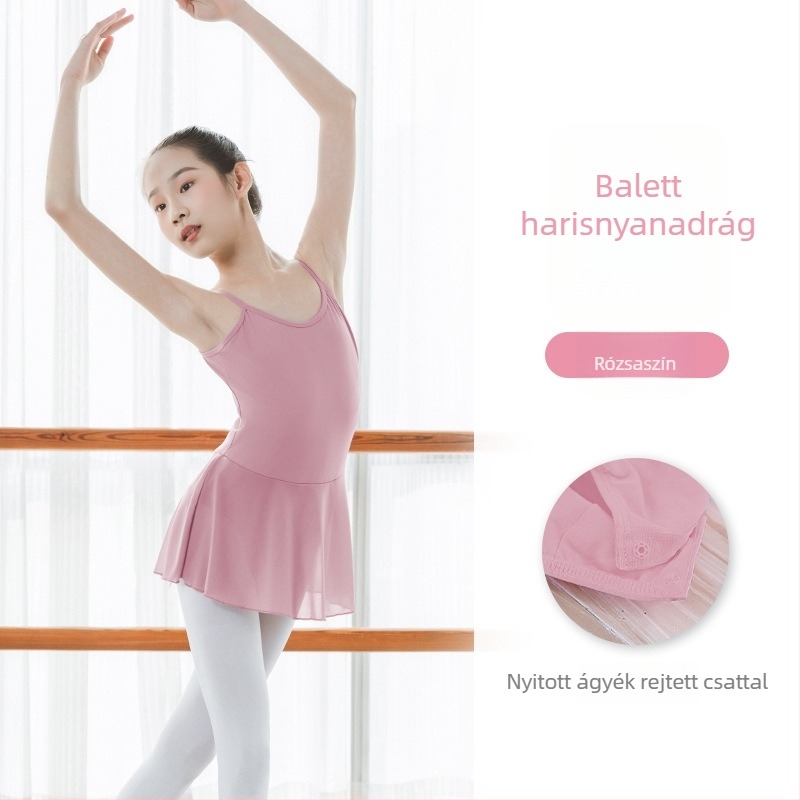 Nyári gyerekeknek készült táncruha pántos bodyval és tutu szoknyával, lányoknak