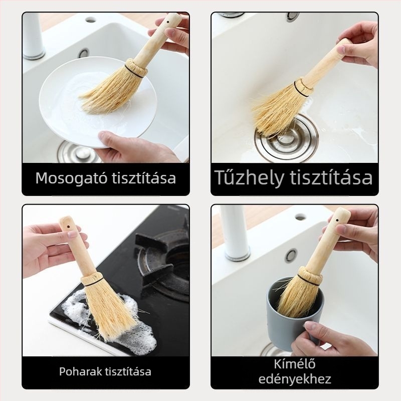 Kókuszpálma edénykefé hosszú nyéllel – kíméletes tisztítás edényekhez, mosogatáshoz és folttisztításhoz