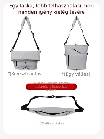 Nagy kapacitású vízálló oldaltáska mindennapi használatra, sokfunkciós, 15 hüvelykes laptophoz, uniszex, nylon anyagú