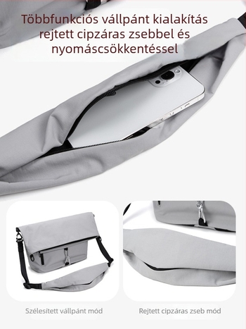 Nagy kapacitású vízálló oldaltáska mindennapi használatra, sokfunkciós, 15 hüvelykes laptophoz, uniszex, nylon anyagú