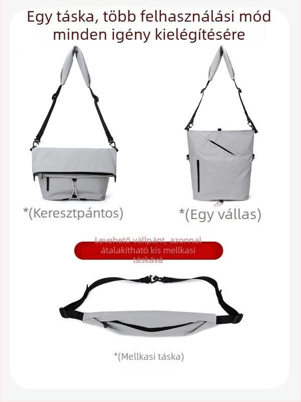 Nagy kapacitású vízálló oldaltáska mindennapi használatra, sokfunkciós, 15 hüvelykes laptophoz, uniszex, nylon anyagú
