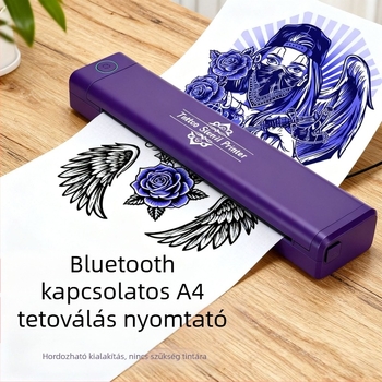 A4 méretű mini Bluetooth hőnyomtató tetováló papírhoz — Dizájnokat nyomtathat a telefonjáról