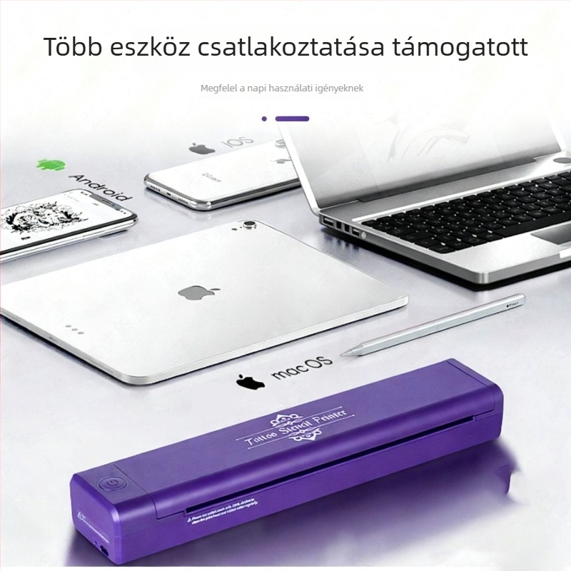 A4 méretű mini Bluetooth hőnyomtató tetováló papírhoz — Dizájnokat nyomtathat a telefonjáról