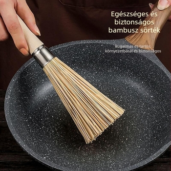 Ősrégi stílusú természetes bambusz edénytisztító kefe, tartós bambuszból készült edényekhez