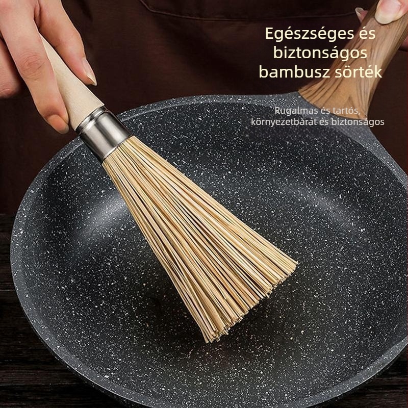 Ősrégi stílusú természetes bambusz edénytisztító kefe, tartós bambuszból készült edényekhez
