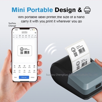 Mini Bluetooth címkenyomtató 2 hüvelykes hőpapírra, hordozható üzlet- és árcímkékhez, átlátszó