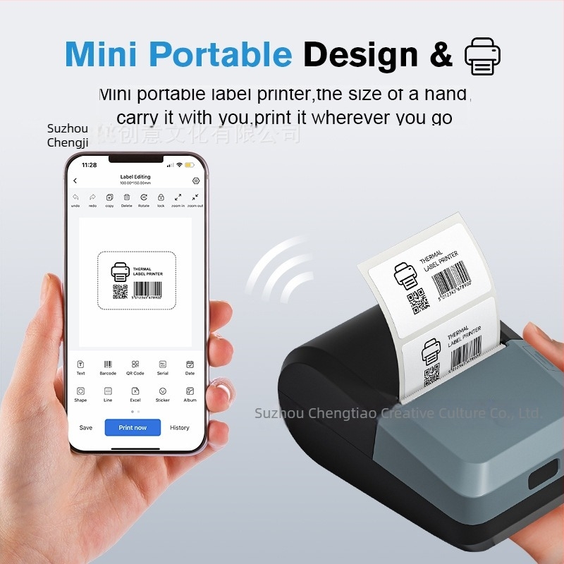 Mini Bluetooth címkenyomtató 2 hüvelykes hőpapírra, hordozható üzlet- és árcímkékhez, átlátszó