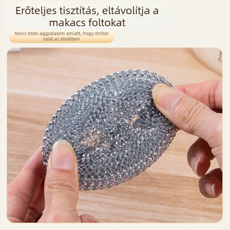 Rozsdamentes acélhuzalos golyós kefefej fogantyúval, nem morzsálódó tisztító golyókkal, háztartási mosogatáshoz és edények tisztításához, 20 db