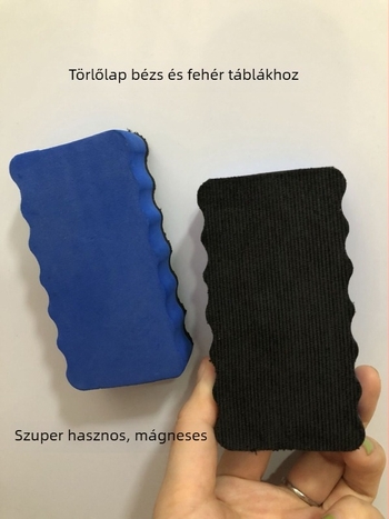 Mágneses radír bézs táblákhoz és fehér táblákhoz; nyom nélkül tisztít.
