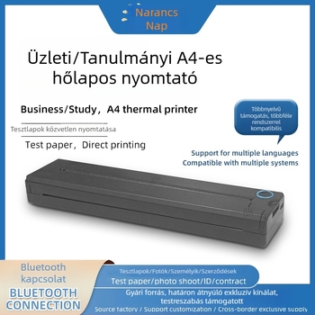A4 Bluetooth termikus nyomtató, mini hordozható tinta nélküli nyomtató otthonra és irodába