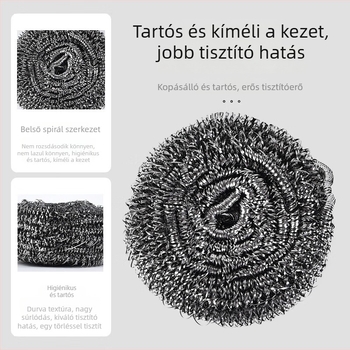 Rozsdamentes acél drótos tisztító golyó a konyhába – szálak leválása nélkül