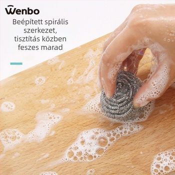 6 darab rozsdamentes acéldrótos tisztító gömbök edényekhez