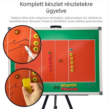 Állványos röplabda taktikai tábla, kétoldalas írható és törölhető mágneses fehér tábla, összecsukható és hordozható