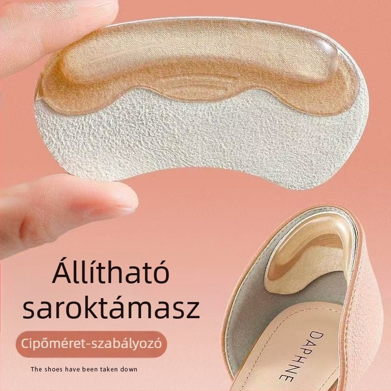 Szilikon sarokpárnák csúszásgátláshoz magas sarkú cipőkhöz, sarok és dörzsölés elleni párnák, önragasztó hátlappal, mokaszinokhoz és bőr cipőkhöz, méret 9×4 cm