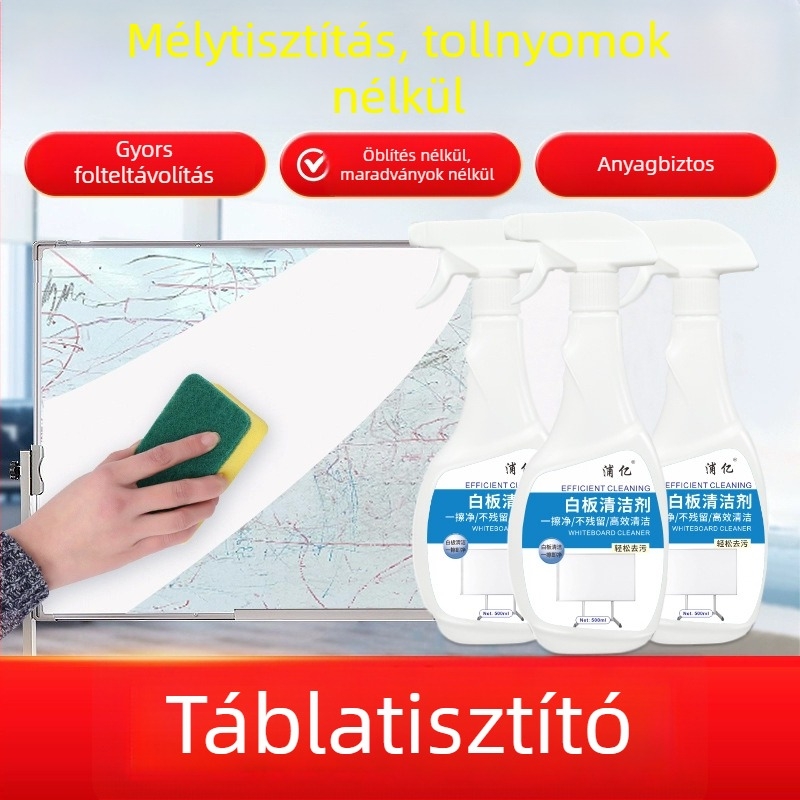 Fehér tábla tisztító – alaposan tisztít, könnyen törölhető, enyhe illatú, nyom nélkül, eltávolítja a foltokat