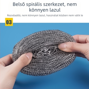 Extra nagy acéldrótdörzsölő golyó nyéllel, edényekhez