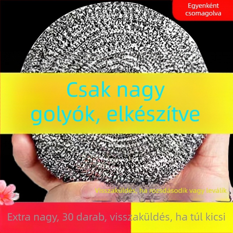 Extra nagy acéldrótdörzsölő golyó nyéllel, edényekhez