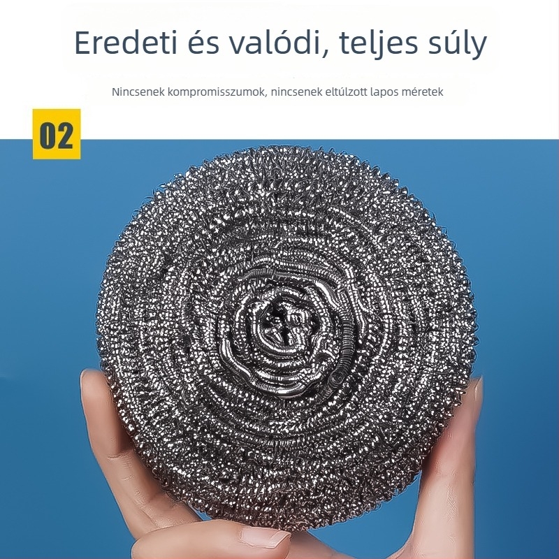 Extra nagy acéldrótdörzsölő golyó nyéllel, edényekhez