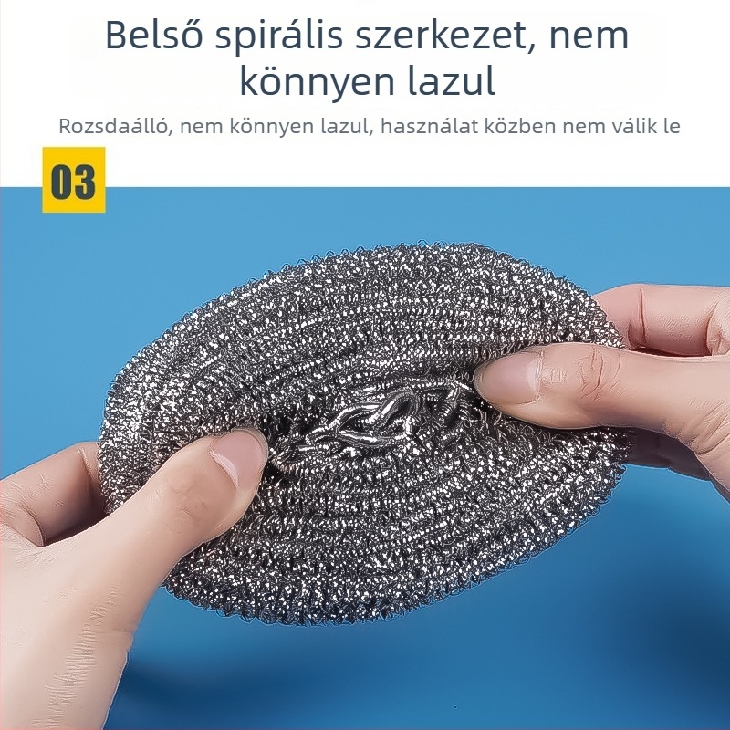 Extra nagy acéldrótdörzsölő golyó nyéllel, edényekhez