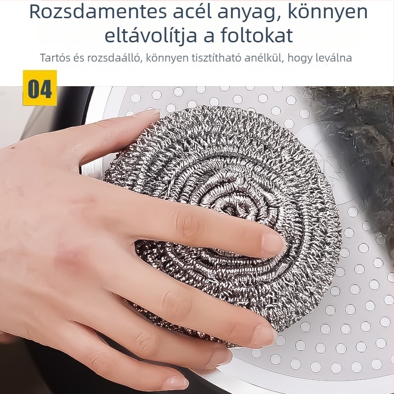 Extra nagy acéldrótdörzsölő golyó nyéllel, edényekhez