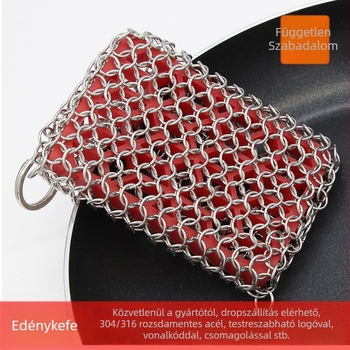 Hosszú nyelű rozsdamentes acél edény- és táltisztító ecset a konyhában
